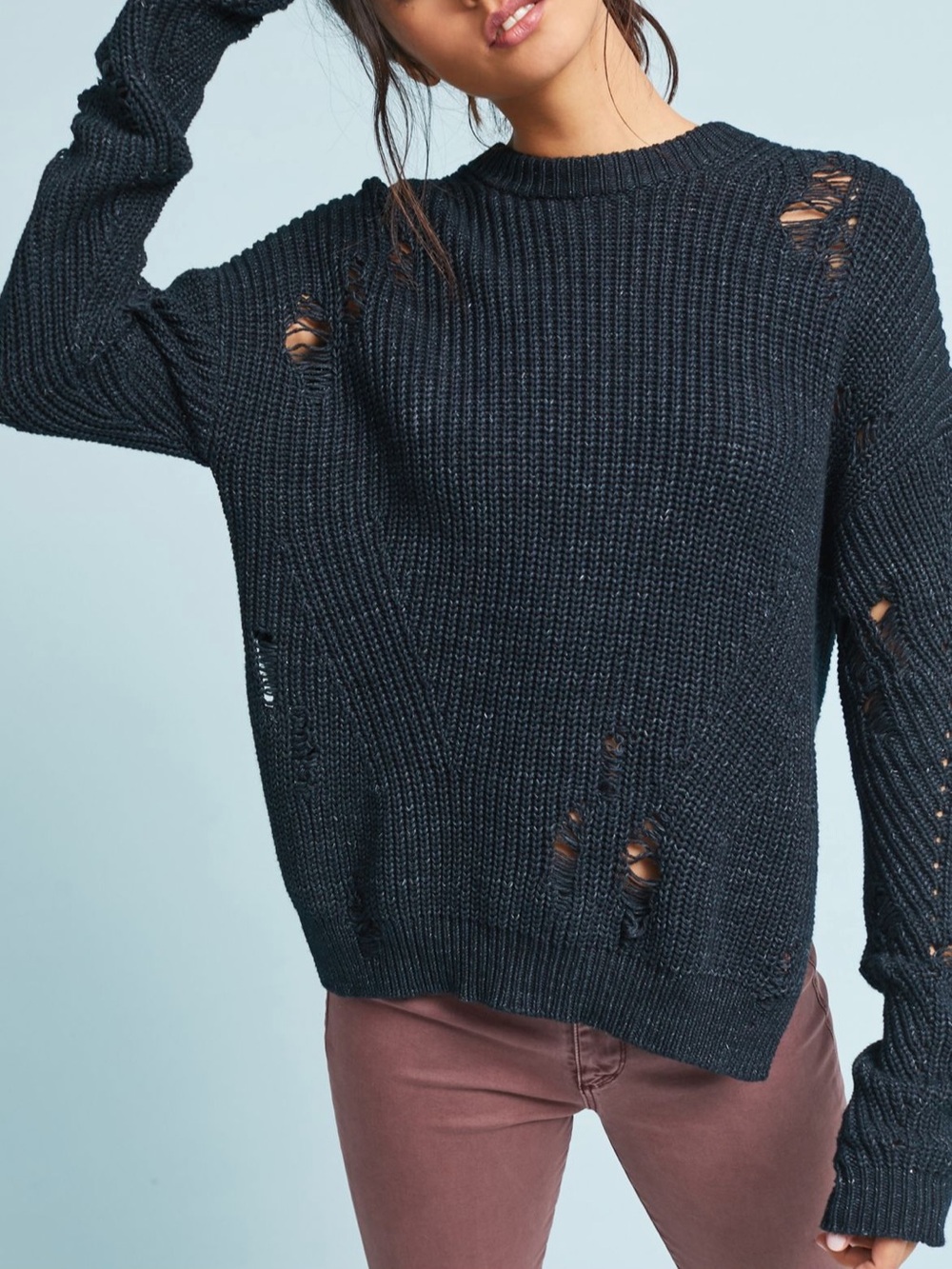 Anthropologie AG Finn Ribbed Pullover Tattered Sweater NWT Size M